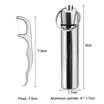 1 Nustatyti Dantų Valymo Nerūdijančio Plieno Dantų Krapštuką Nustatyti Aliuminio Metalo Siūlu, Kempingas Įrankių Nešiojamų Turėtojas Lauke Su Daugkartinio Naudojimo