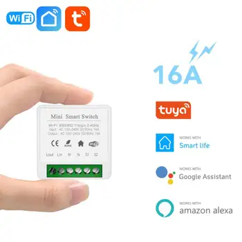 16A Tuya Mini Wifi Smart Switch Dirba Su Alexa 