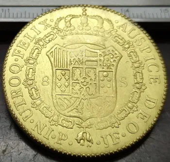 1792 Kolumbija 8 Escudos auksą, padengtą Monetos Kopija