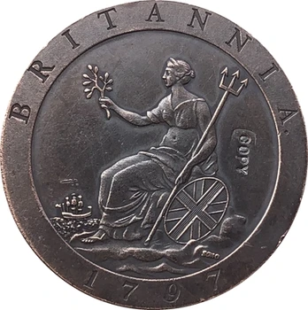 24 - K auksu 1797 Jungtinė Karalystė 1 Penny - George III monetų kopijos