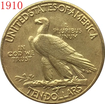 24-K auksu 1910 $10 AUKSO Indijos Pusę Erelis Monetos Kopija Nemokamas pristatymas