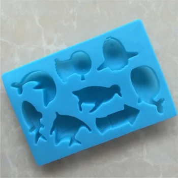 8 net Sea World Dolphin silikono šokolado pelėsių silikono rankų darbo muilo putomis želė pelėsių spalvos atsitiktinis