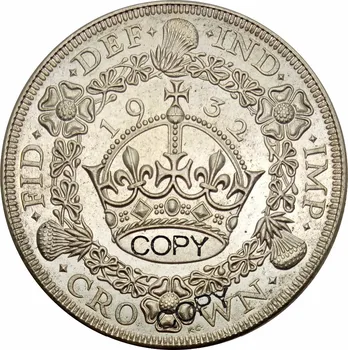 Didžioji Britanija 1 Karūna George V Vainikas Karūna 1932 Žalvario, Padengta Sidabro Kopijuoti Progines monetas, MONETŲ