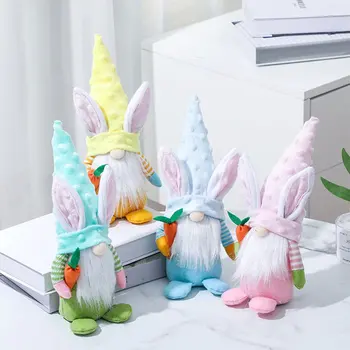 Easter Bunny Beveidis Lėlės, Dekoracijos Gnome Papuošalai Mielas Pliušinis Lėlės Gnome Rankų Darbo Triušis Pliušiniai Žaislai Velykų Dovanos