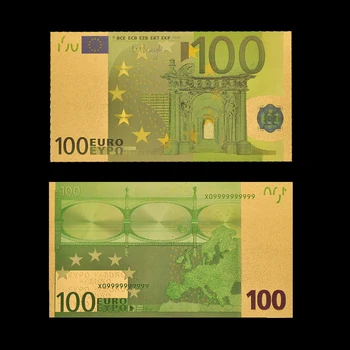 Europos 100 Eurų Banknotų Spalvos, Padengtą Aukso Kopijuoti Valiuta Sąskaitą Pinigų Rinkimo