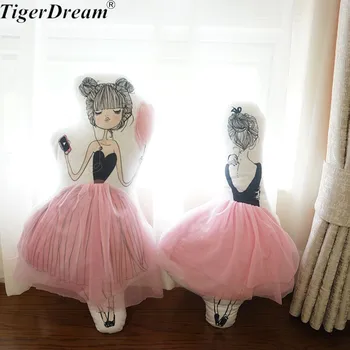 Ins stiliaus ballerina girl įdaryti pagalvės rožinė gazas pliušiniai žaislai skalbti lėlės, vaikų kambario dekoracija miega pagalvės