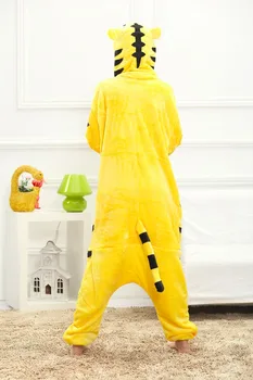 Mielas geltonas Tigras gyvūnų Pižama animacinių filmų pijama žiemą šiltas cosplay pijamas suaugusiųjų flanelė Onesies moterys nustatyti berniukų Sleepwear skraiste