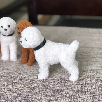 Mini Modelis Gyvūnų Papuošalas Dovanų, Imituojant Teddy Šunų Kailinių Žaislų Bichon Frise Šuo