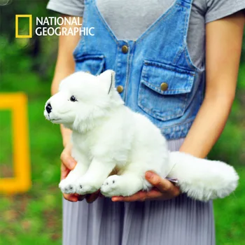 National Geographic pliušinis lapės Alopex lagopus žaislas įdaryti balta gyvūnų 23cm aukštos kokybės chilren dovana