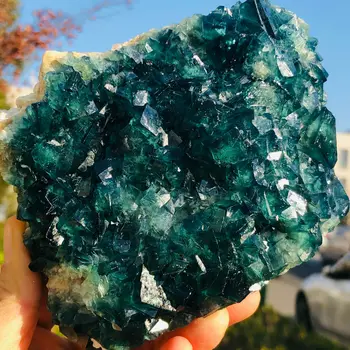 NATŪRALI Žalioji FLUORITO Kvarco Kristalų Sankaupos Mineralinių Pavyzdys