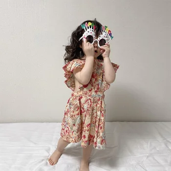 PARDAVIMO 2021 m. Vasaros Vaikų Suknelė Išskirtinį Siuvinėjimo Spausdinti Pynimas Plaukioja Rankovėmis Suknelė Princesė Suknelė Šalis Suknelė