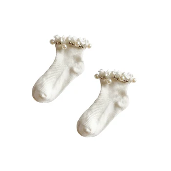 Princesė mergaičių kojinės bamblys kūdikių pearl dizaino kulkšnies kojinės vaikams, grindų kojinės kūdikiams, naujagimiams vaikas, kūdikis, kūdikis 1 3 5 7 9Y