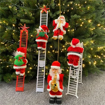 Vaikai Pliušiniai Žaislai Elektros Santa Claus Laipiojimo Laiptais Žaislai Dainavimo Aukštyn Ir Žemyn Kalėdų Senelio Lėlės Kalėdų Eglutė Kalėdų Dekoro Karšto