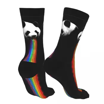 Vyrai Pandalicious Storio kontrasto spalvų kojinių 5% spandex Viršūnes Juokingas Vidurio Vamzdis kojinės Žiemos Panda Gyvūnų Vaivorykštė Juokingas Humoras