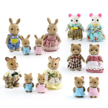 1:12 Miško gyvūnų šeimos namą 24 rūšių, mergina apsimesti, lėlės priedai vaikams, modeliavimo žaislas triušis miniatiūriniai drabužiai