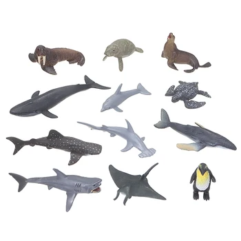12pcs Modeliavimas Dinozaurai Jūrų Gyvūnų, Laukinių Gyvūnų Modelio Žaislų Rinkinys Juokingas Vaikų Švietimo Žaislas
