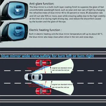 Blue Veidrodis Automobilių Šoninio vaizdo Veidrodėliai Akinimo Įrodymas, Veidrodis LED Posūkio Signalo Lemputė Už 